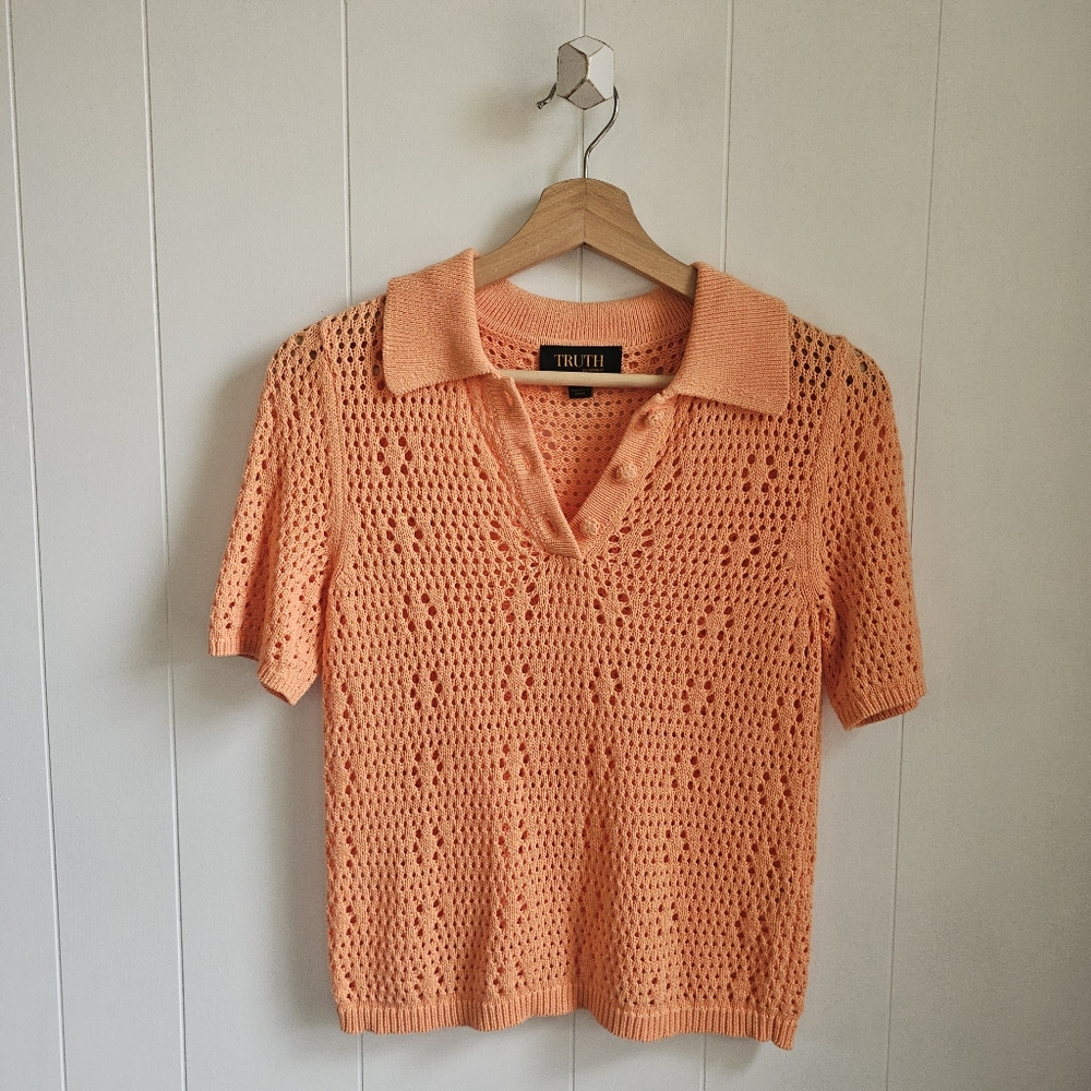 ☆ TRUTH Creamsicle Loose Knit Polo